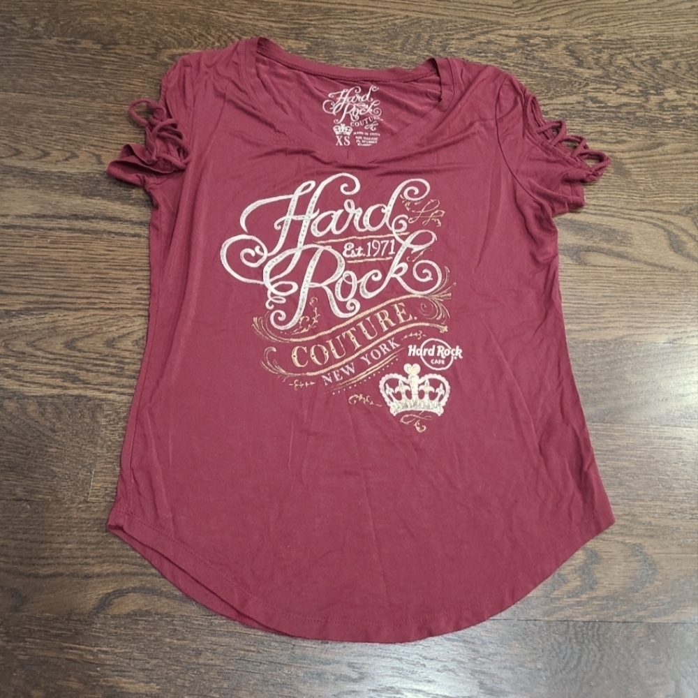 Hard Rock Cafe Women's Red Top Tshirt Sz.XS